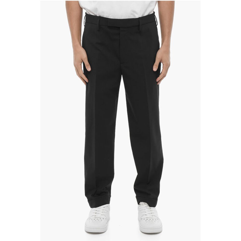 Solid Color Slim Fit Chino Pants with Adjustable Ankle