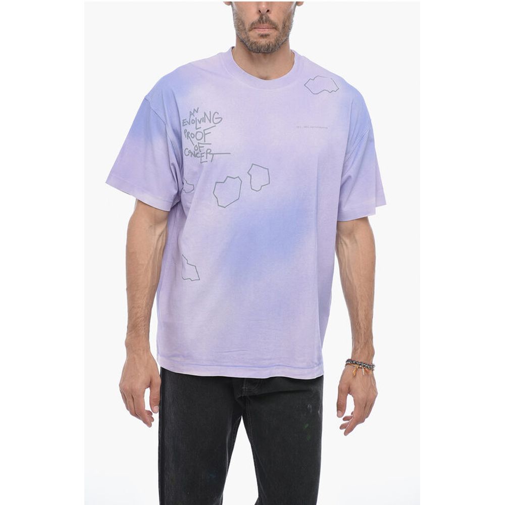 Printed Faded Effect Crew-neck T-Shirt