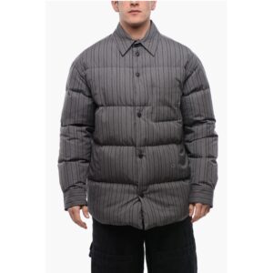 Pinstriped Cotton Padded Reversible Overshirt