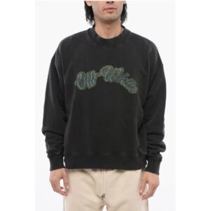 Brushed Cotton Printed BACCHUS Crewneck Sweatshirt