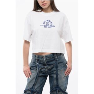 Cropped Crew-neck T-shirt with Frontal Print