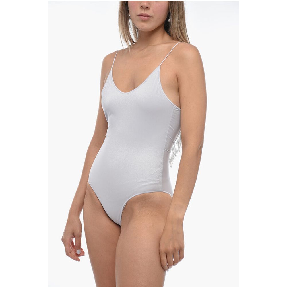 Glitter Effect One-Piece Swimsuit With Beads