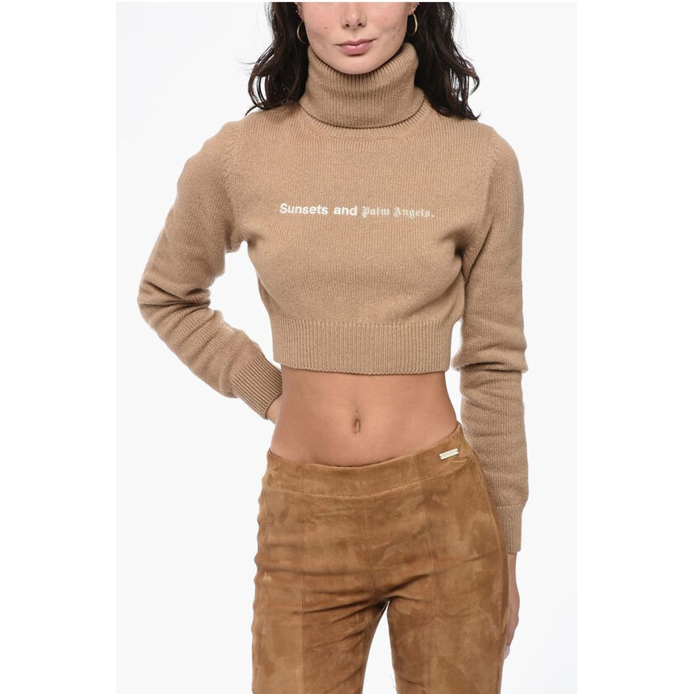 Embroidered Cropped SUNSET Turtle Neck Sweater