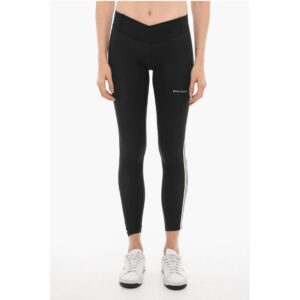Solid Color Active Leggings with Contrasting Side Band