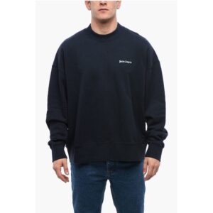 Crew Neck Brushed Cotton Sweatshirt with Embroidered Logo
