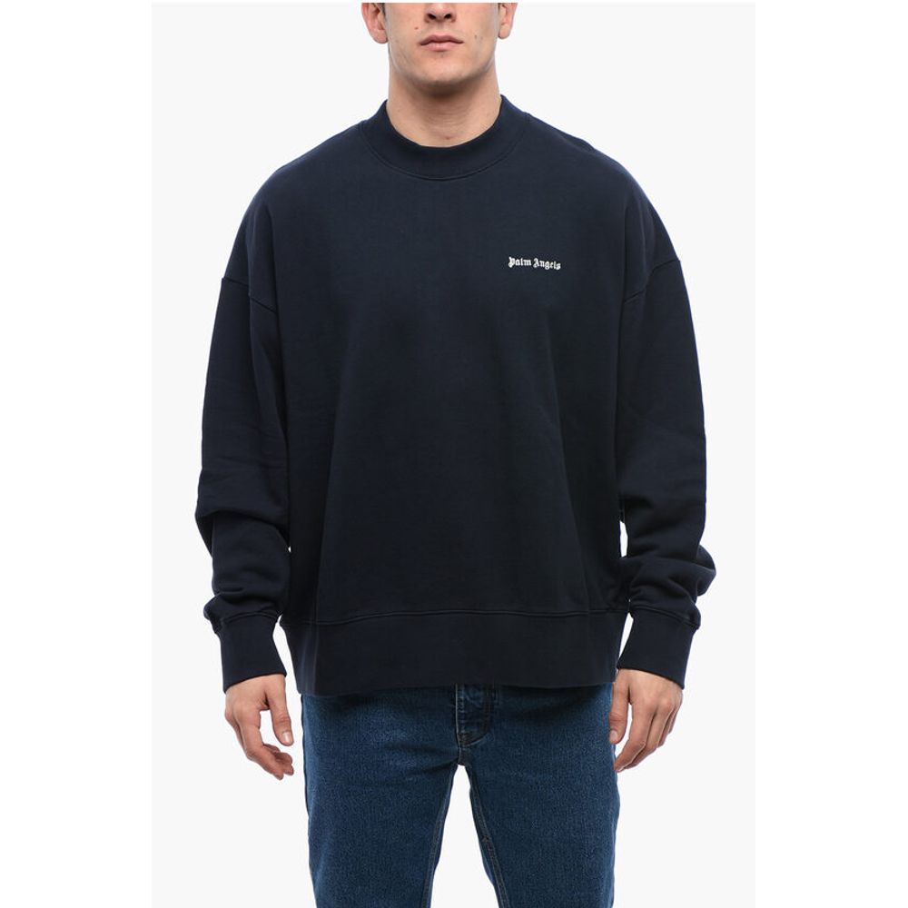 Crew Neck Brushed Cotton Sweatshirt with Embroidered Logo