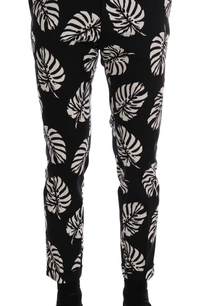 Slim Fit Leaf Print Ankle Pants