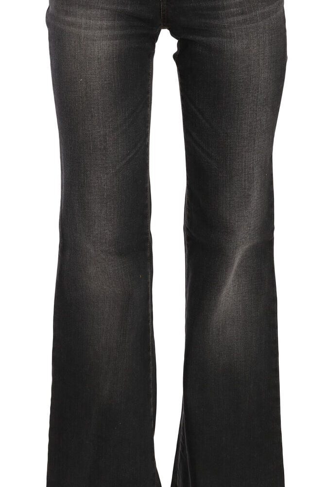 Svelte Mid Waist Flared Black Denim