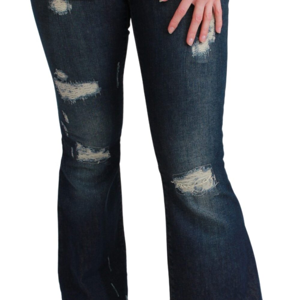 Chic High Waist Flare Denim Queen Embroidery