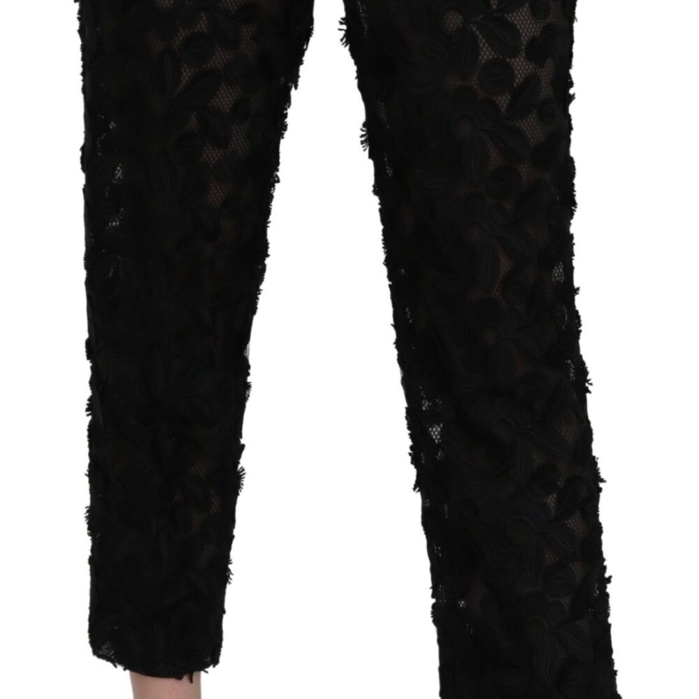Elegant Straight Cropped Lace Trousers