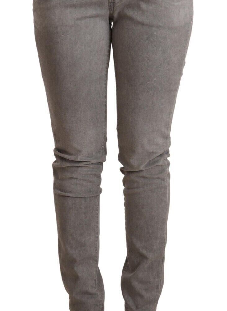 Sleek Gray Skinny Low Waist Jeans