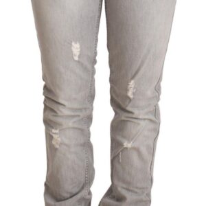 Chic Slim Fit Tattered Gray Wash Jeans