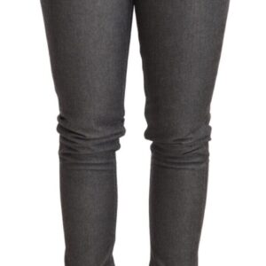 Elegant Gray Mid Waist Skinny Jeans