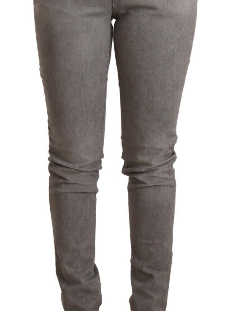 Chic Gray Low Waist Skinny Cotton Jeans