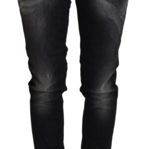 Elegant Tapered Mid Waist Black Jeans