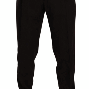 Elegant Brown Striped Wool Dress Pants