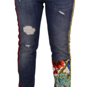 High Waist Patchwork Skinny Denim