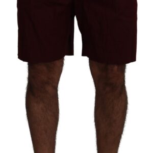 Elegant Maroon Cotton Blend Shorts