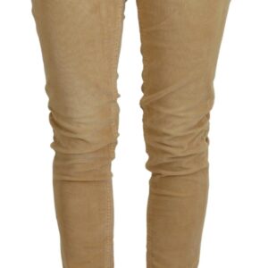 Chic Brown Low Waist Skinny Corduroy Pants