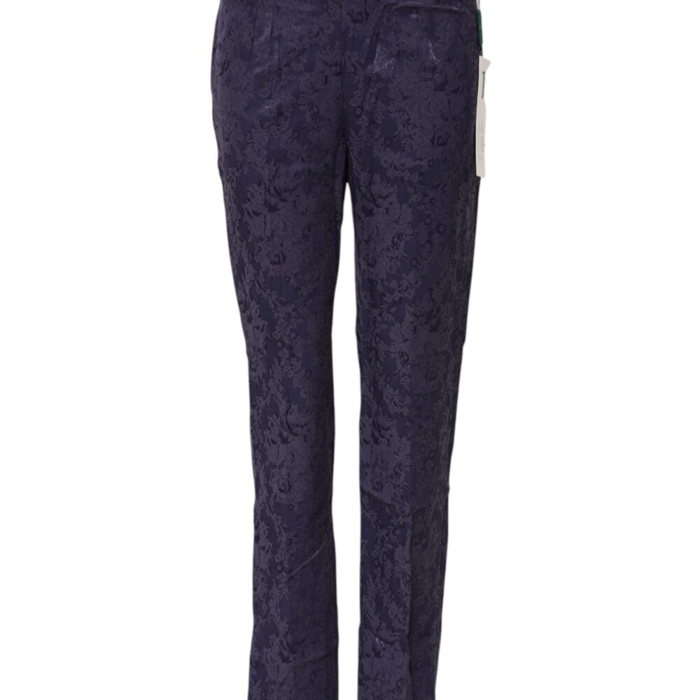 Purple Jacquard High Waisted Pants