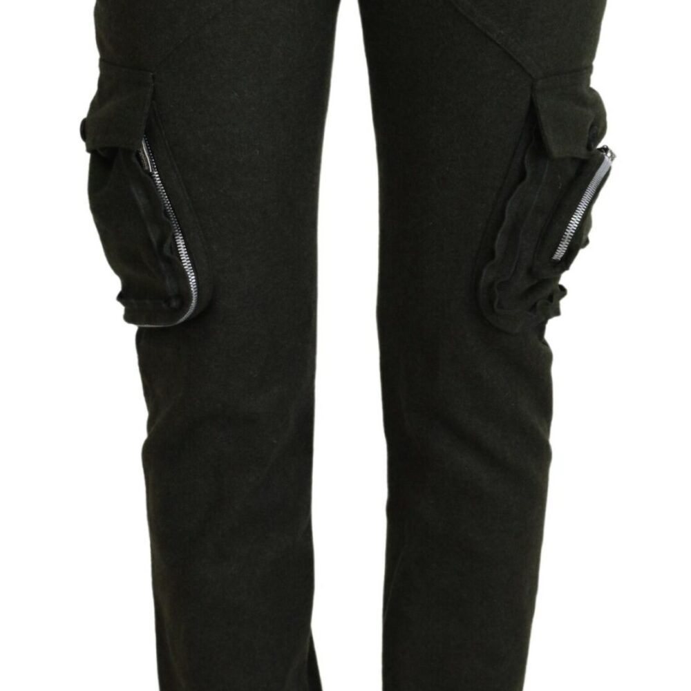 Elegant Tapered Green Wool-Blend Pants