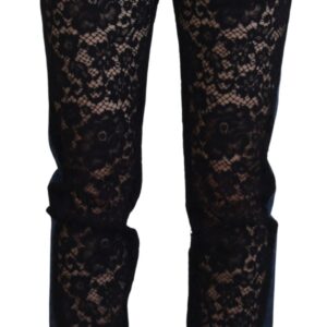 Elegant Floral Lace Front Denim