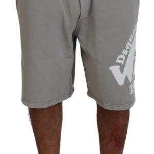 Gray Printed Pull On Men Casual Bermuda Shorts