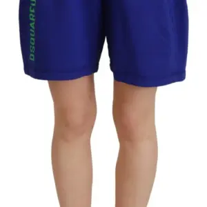 Blue Logo Cotton High Waist Sweatshorts Shorts