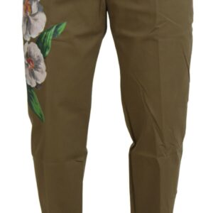 Exquisite Floral Beige Chino Pants