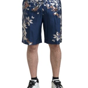 Silken Floral Bermuda Shorts in Blue