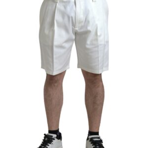 Elegant White Bermuda Denim Shorts