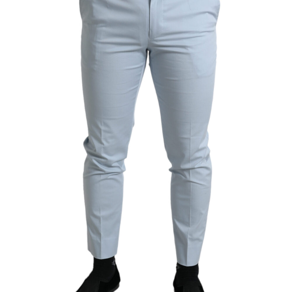Sky Blue Cotton Stretch Skinny Pants