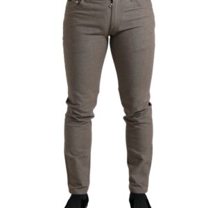 Elegant Brown Cotton Stretch Skinny Pants