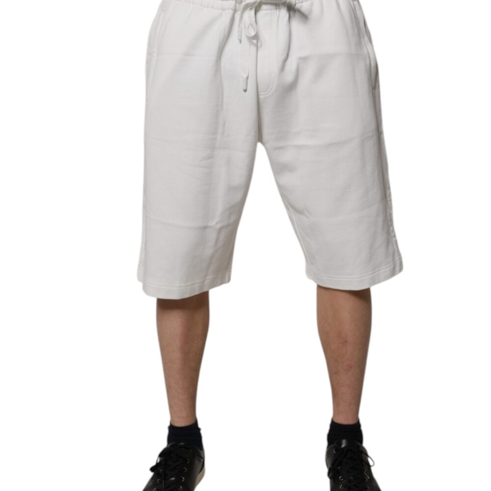 White Cotton Sweatshorts Men Bermuda Shorts