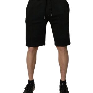 Black Cotton Sweatshorts Men Bermuda Shorts