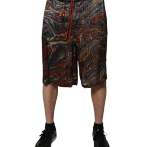 Multicolor Marble Print Trouser Bermuda Shorts