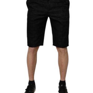Black Cotton Casual Mid Waist Chino Shorts