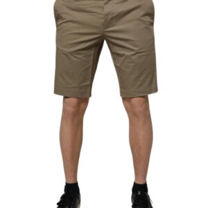 Dark Khaki Cotton Stretch Casual Chino Shorts