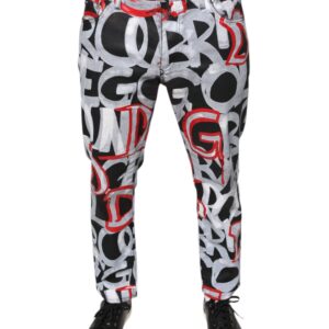 Multicolor Cotton Monogram Skinny Denim Jeans
