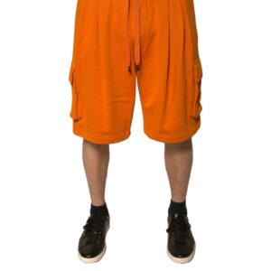 Orange Cotton Men Casual Cargo Bermuda Shorts