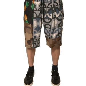 Multicolor Patchwork Linen Bermuda Shorts