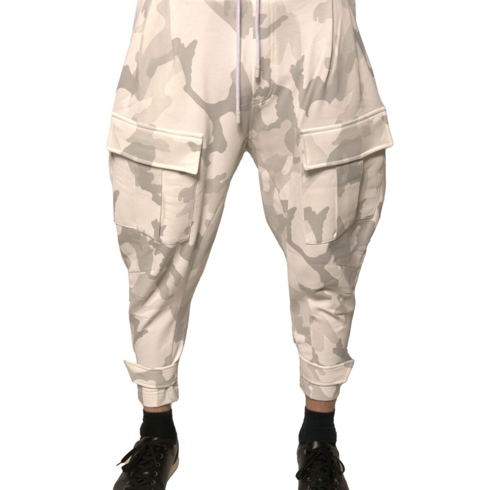 White Camouflage Cargo Jogger Pants