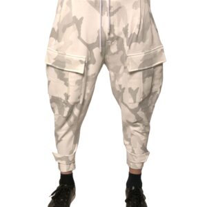 White Camouflage Cargo Jogger Pants
