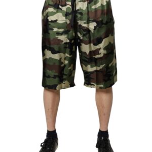 Multicolor Camouflage Silk Mid Waist Bermuda Shorts