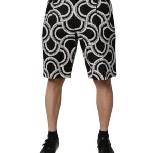 Black White Linen Bermuda Shorts