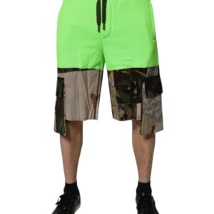 Green Patchwork Camouflage Men Cargo Shorts