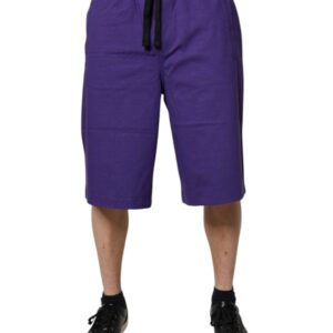 Purple Cotton Men Bermuda Sweatshorts Shorts