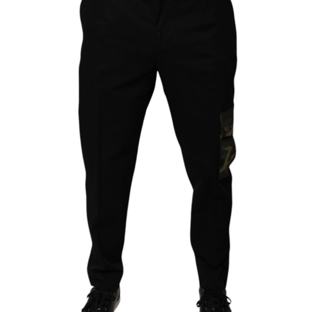 Black Cotton Men Cargo Casual Pants