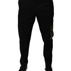 Black Cotton Men Cargo Casual Pants