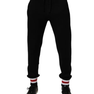 Black Wool Mid Waist Jogger Sweatpants Pants